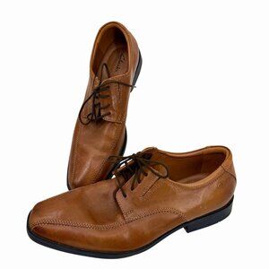 CLARKS COLLECTION MEN'S LT BRWN ULTIMATE COMFORT LEATHER OXFORD LACE DRESS SHOES